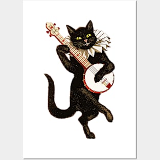 banjo cat Posters and Art